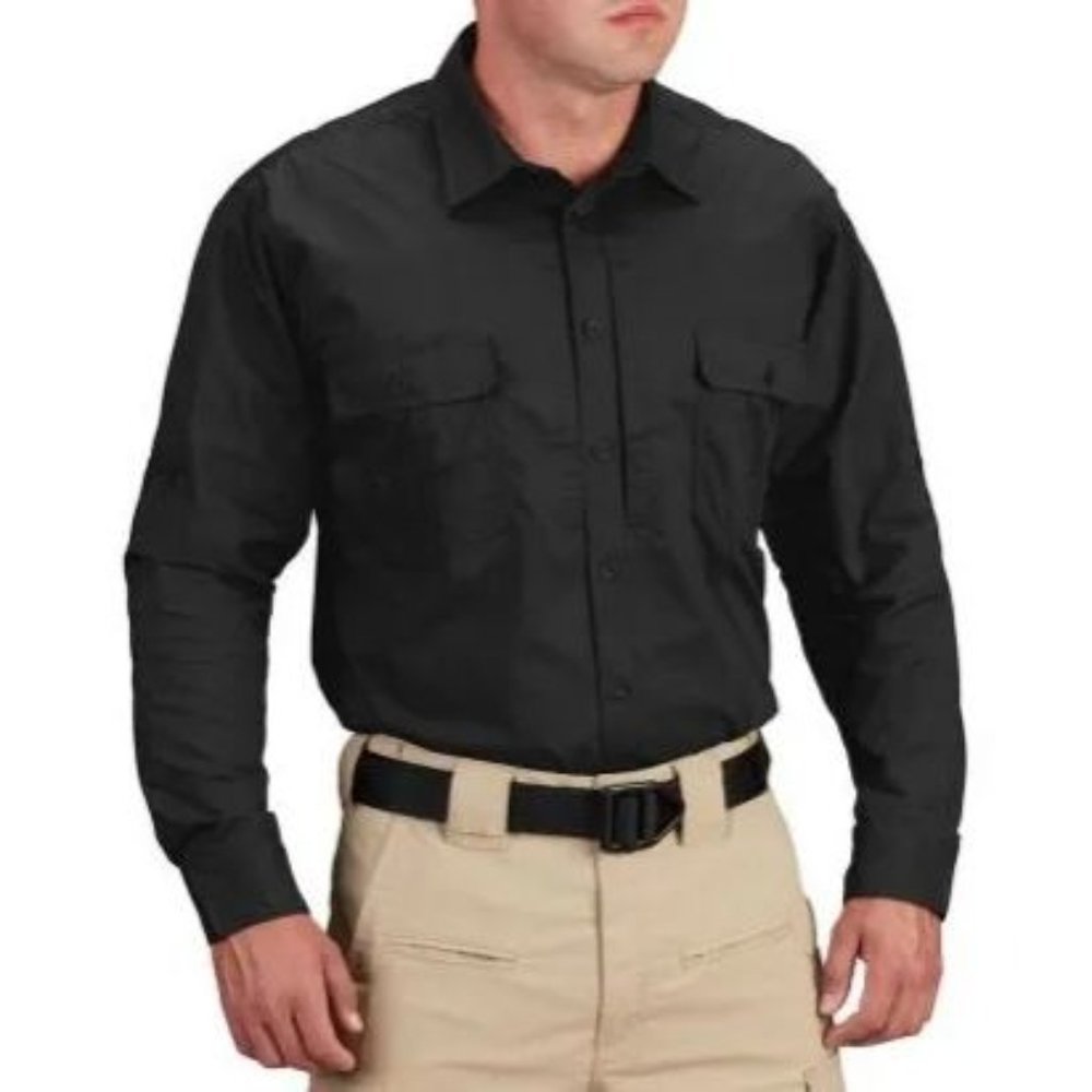 Men's Propper Black Kinetic Long Sleeve Shirt Size 3XL/L F5371